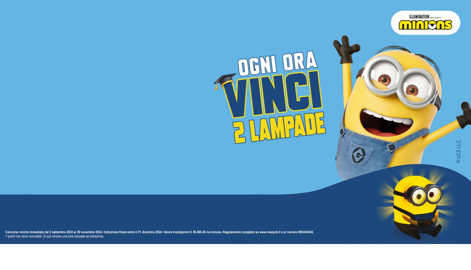 Vinci ogni ora due lampade Minions con Nesquik e Cereali